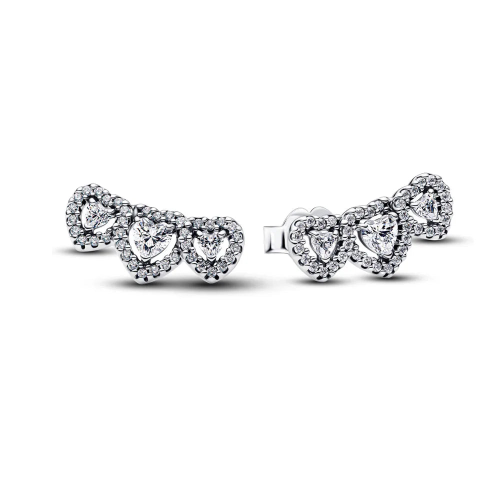 Orecchini e Ciondolo con Zirconi Scintillanti, Combinazione Fiore di Ciliegio e Farfalla, Orecchini in Argento 925, Regalo Ideale per Donne