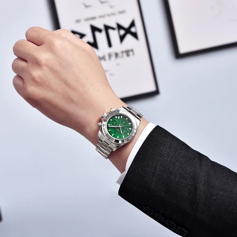PAGANI DESIGN Nuovo orologio da polso al quarzo da uomo con lunetta in acciaio inossidabile, cronografo di lusso con vetro zaffiro VK63, orologio da uomo reloj hombre