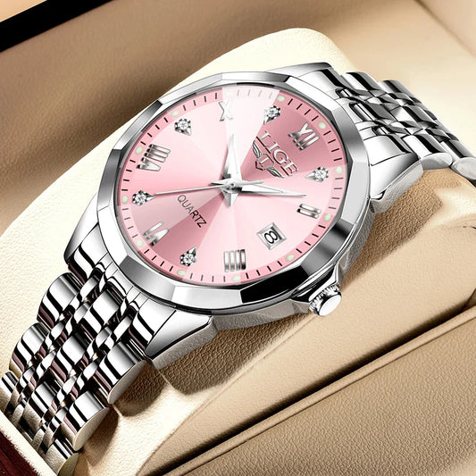 LIGE Orologio al Quarzo di Lusso per Donna, Elegante Bracciale Luminoso e Impermeabile, Regalo Ideale