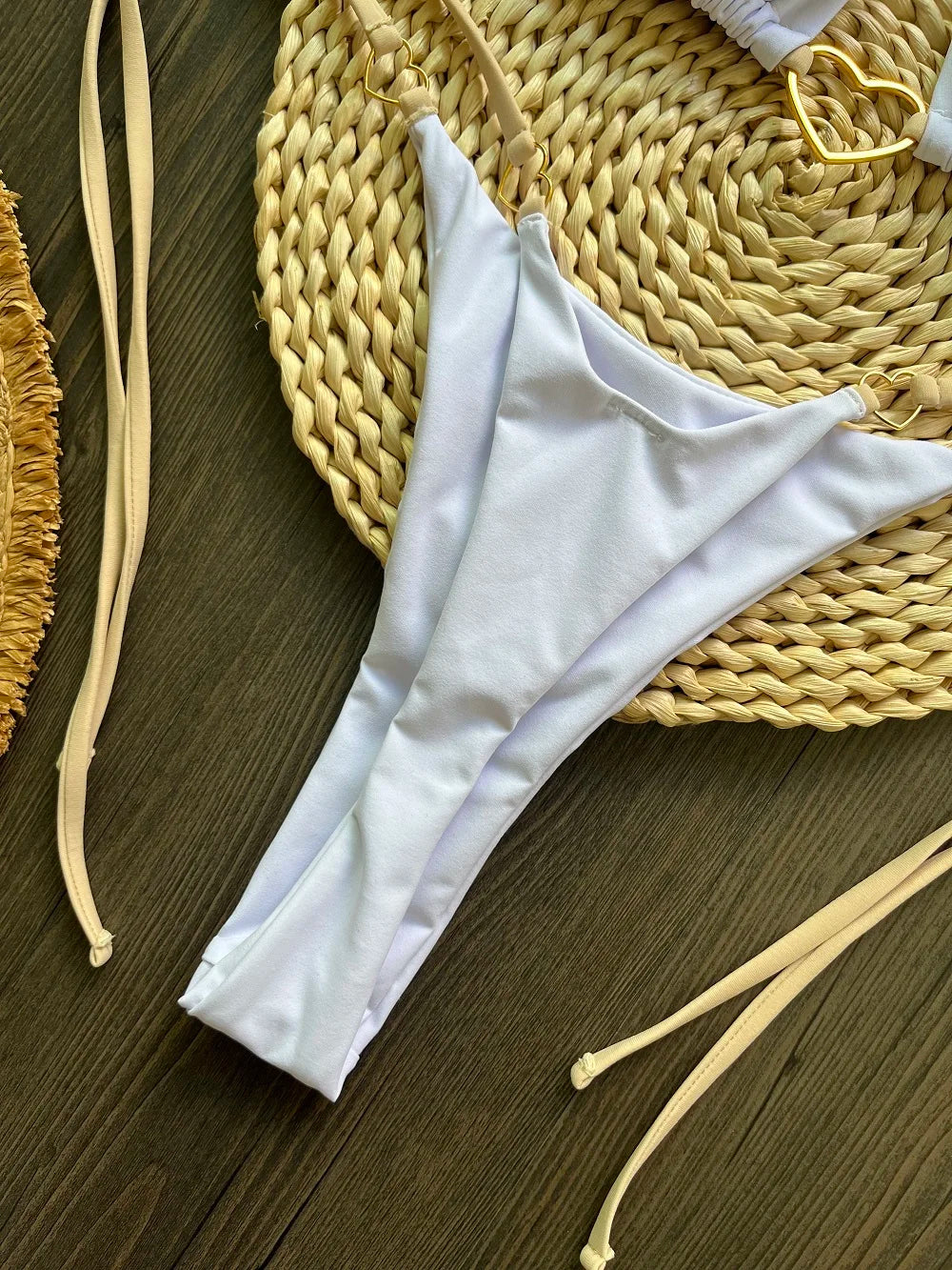 Costume da bagno bikini sexy da donna a tinta unita, due pezzi, rosso