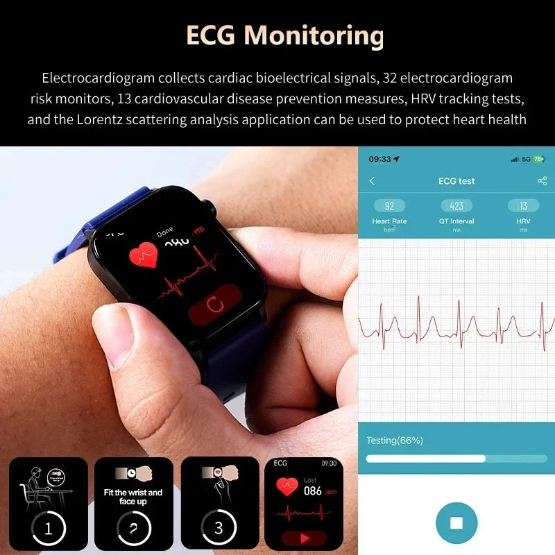 2025 Nuovo AI Diagnosi Lipidi nel sangue Acido urico Test di composizione corporea Smart Watch per uomo ECG + PPG Chiamata Bluetooth Salute Smartwatch