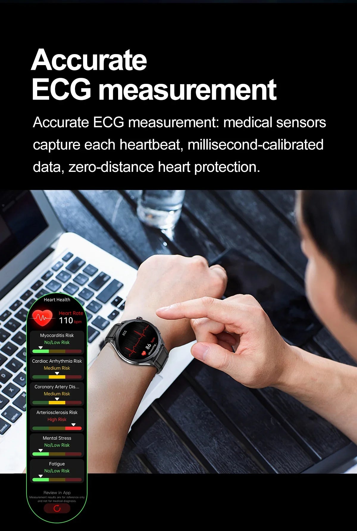 Nuovo Smartwatch 2026 per Analisi del Grasso Corporeo, ECG+PPG, Acido Urico, Pressione Sanguigna, Ossigeno nel Sangue, Orologio con Chiamate per Uomini e Donne