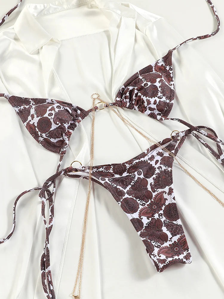 Miyouj Nuovi Bikini Stampati Costumi da bagno Donna Costume da bagno sexy Fasciatura Bikini Set 2024 Beachwear String Costumi da bagno Micro Biquinis