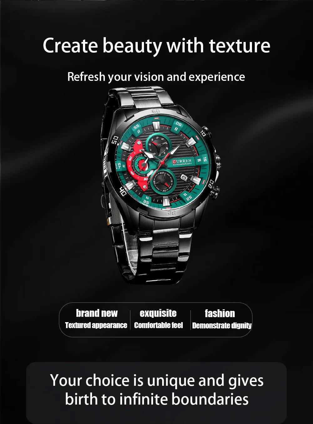 CURREN 8402 Orologio da uomo in acciaio inossidabile Moda creativa Quadrante luminoso con cronografo Orologio da uomo di lusso per il tempo libero reloj hombre
