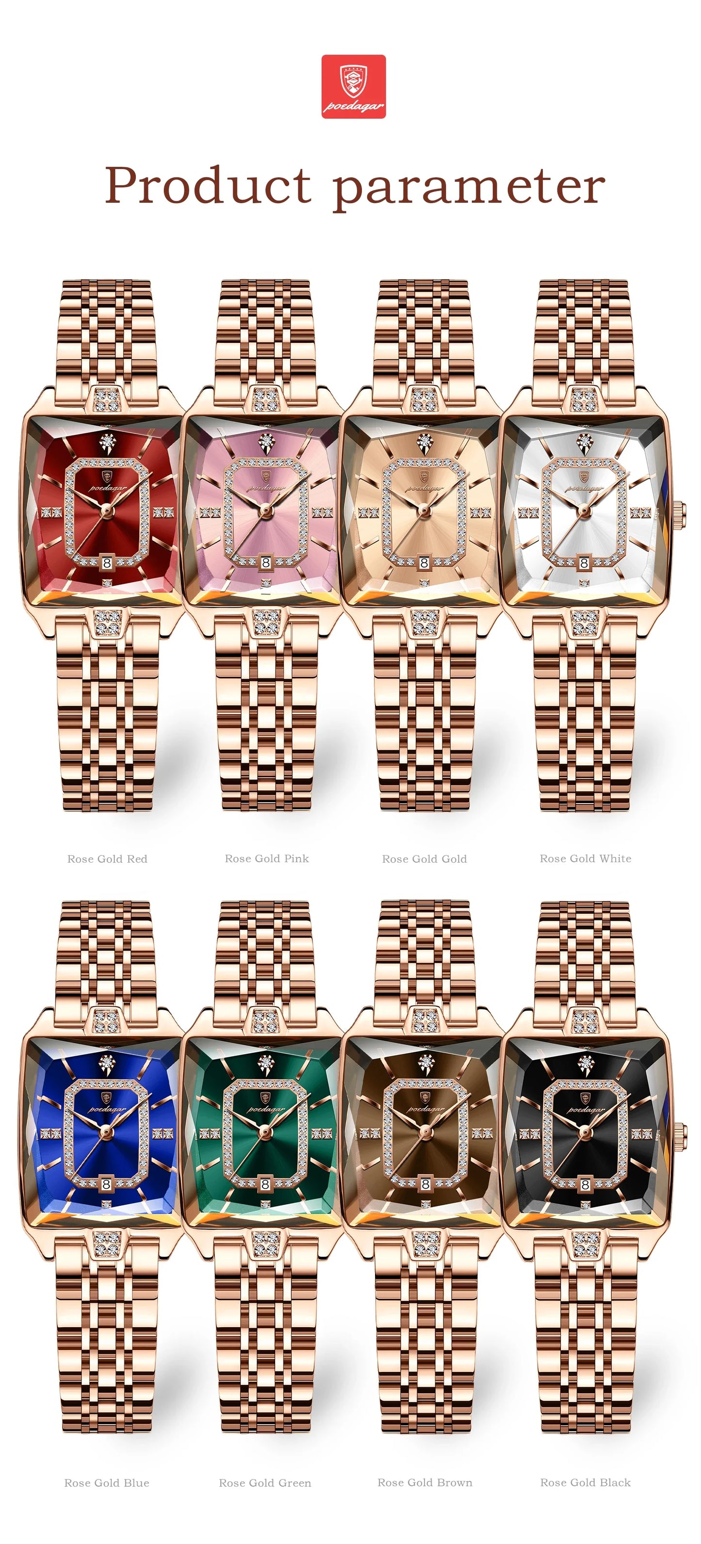 POEDAGAR Orologio da donna di lusso Impermeabile Data Orologio da polso da donna casual di alta qualità Orologio da donna elegante al quarzo in acciaio inossidabile