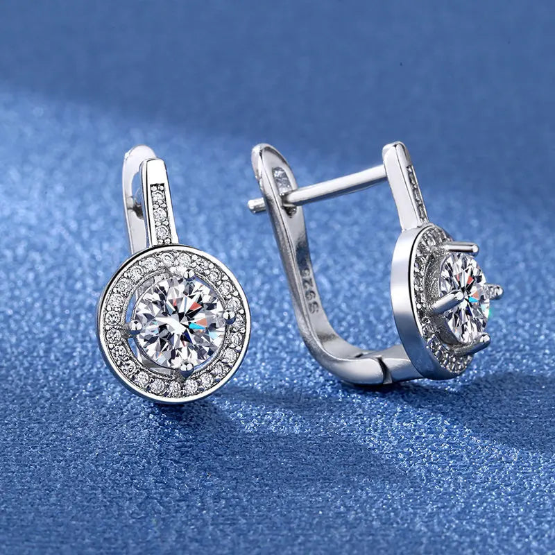 Orecchini in argento sterling 925 gioielli di alta qualità retrò modello semplice orecchini con zirconi bianchi viola vendita calda