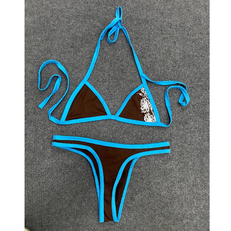 Nuovo bikini estivo 2026, costume da bagno due pezzi da donna, set a tinta unita, intimo stile Y2K