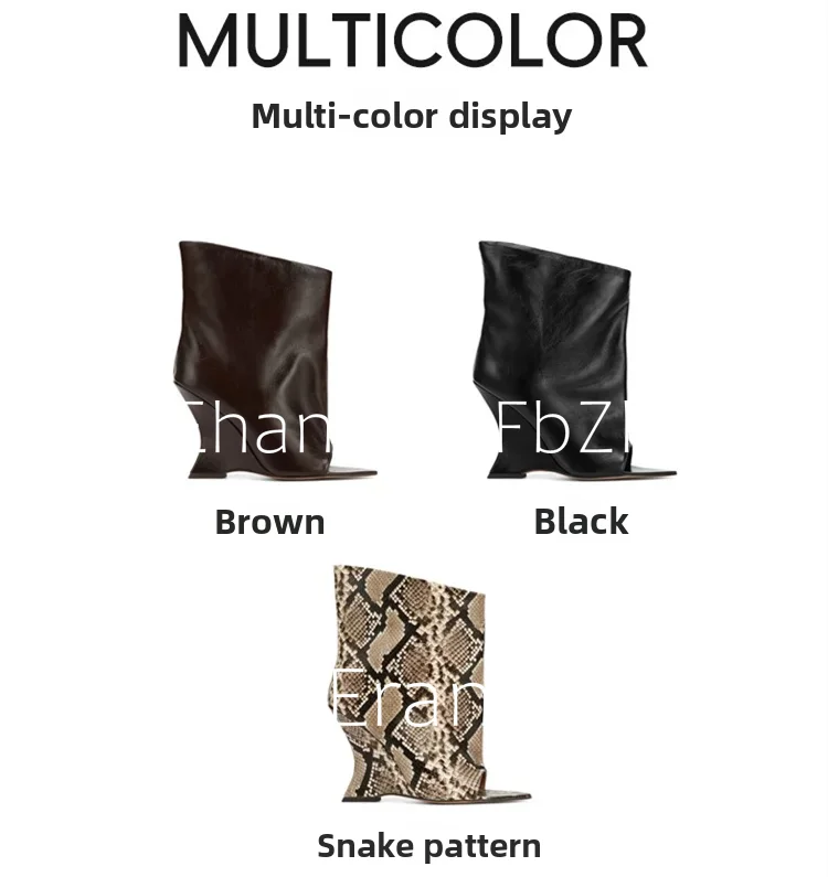 2025Ladies' Spring and Summer New Fish Mouth Slope High Heel Knee Boots, Fashionable Pointed Fashion Show Medium Cool Boots