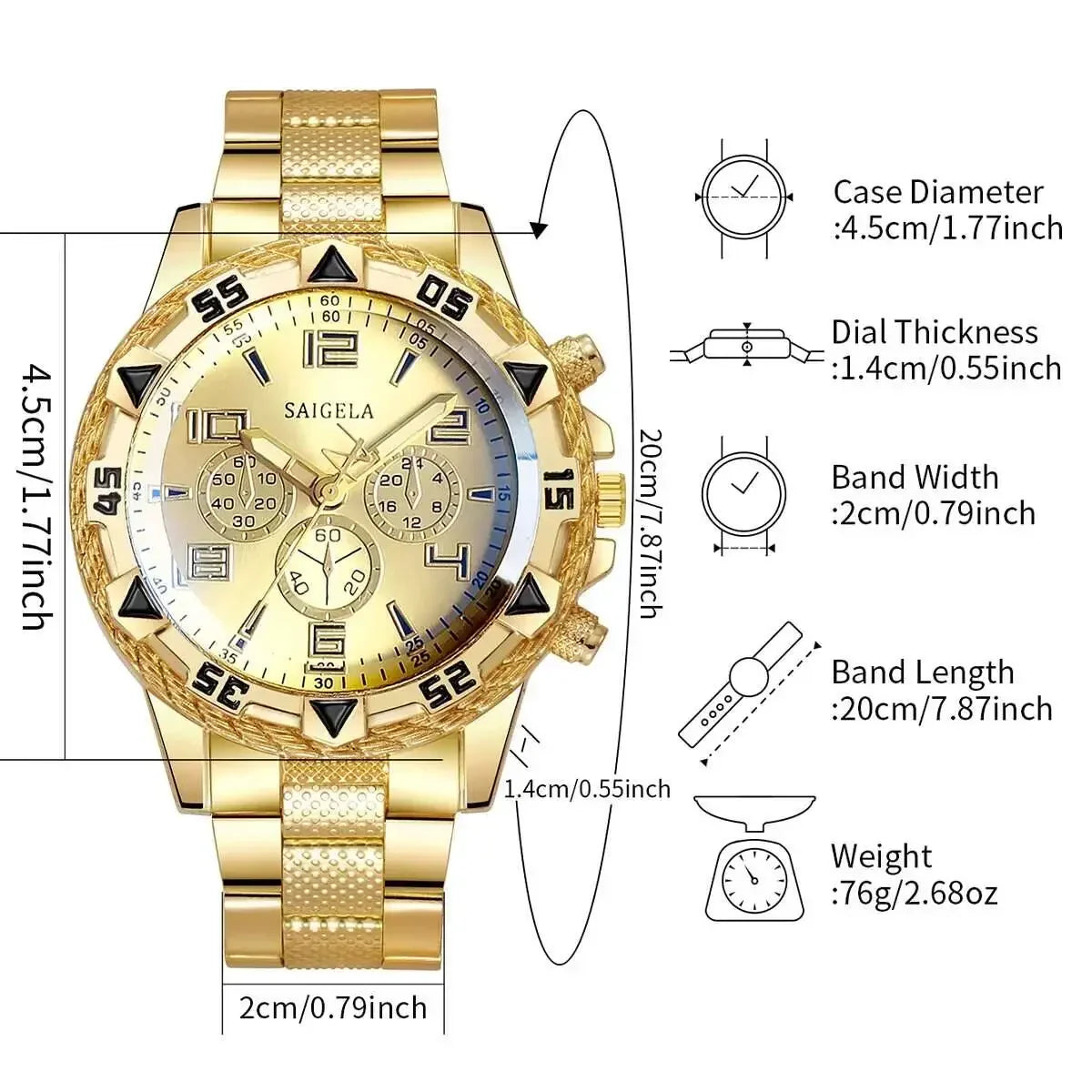 3 pz/set moda quadrante grande orologio al quarzo da uomo orologi da uomo d'affari di lusso collana braccialetto set Reloj Hombre (senza scatola)