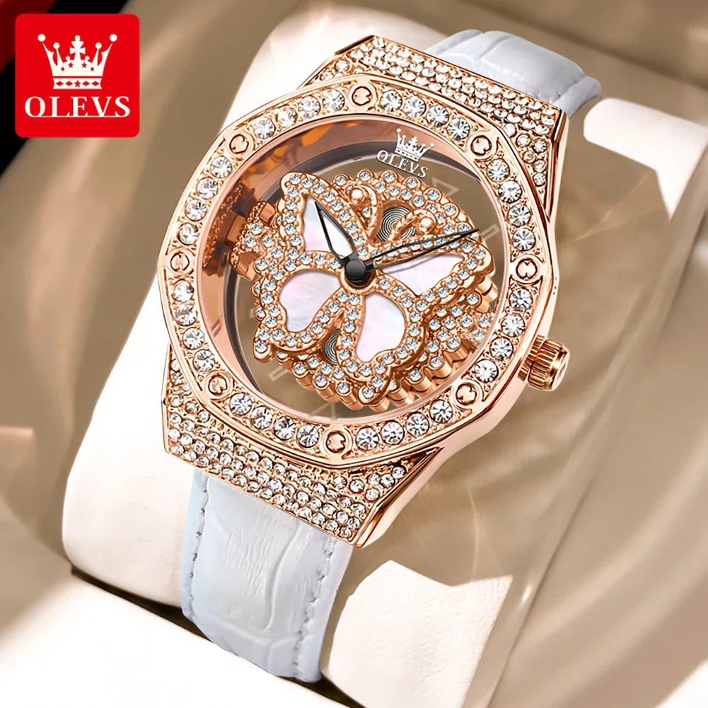 OLEVS 9996 Orologio Elegante di Lusso da Donna, Orologio al Quarzo Scheletrato, Impermeabile, con Quadrante Luminoso e Diamanti, Regalo Originale