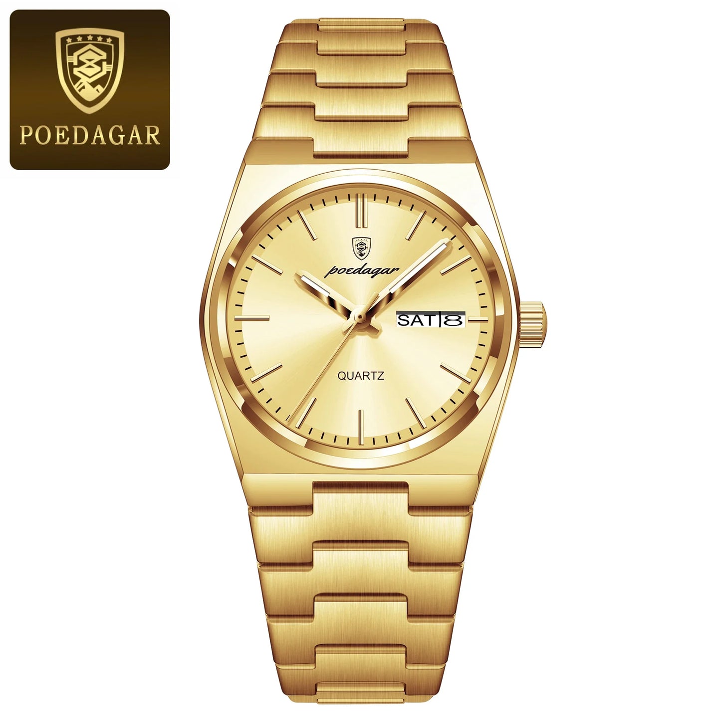 POEDAGAR Top squisito orologio da polso da donna impermeabile al quarzo luminoso orologio da donna casual data settimana orologi da donna in acciaio inossidabile