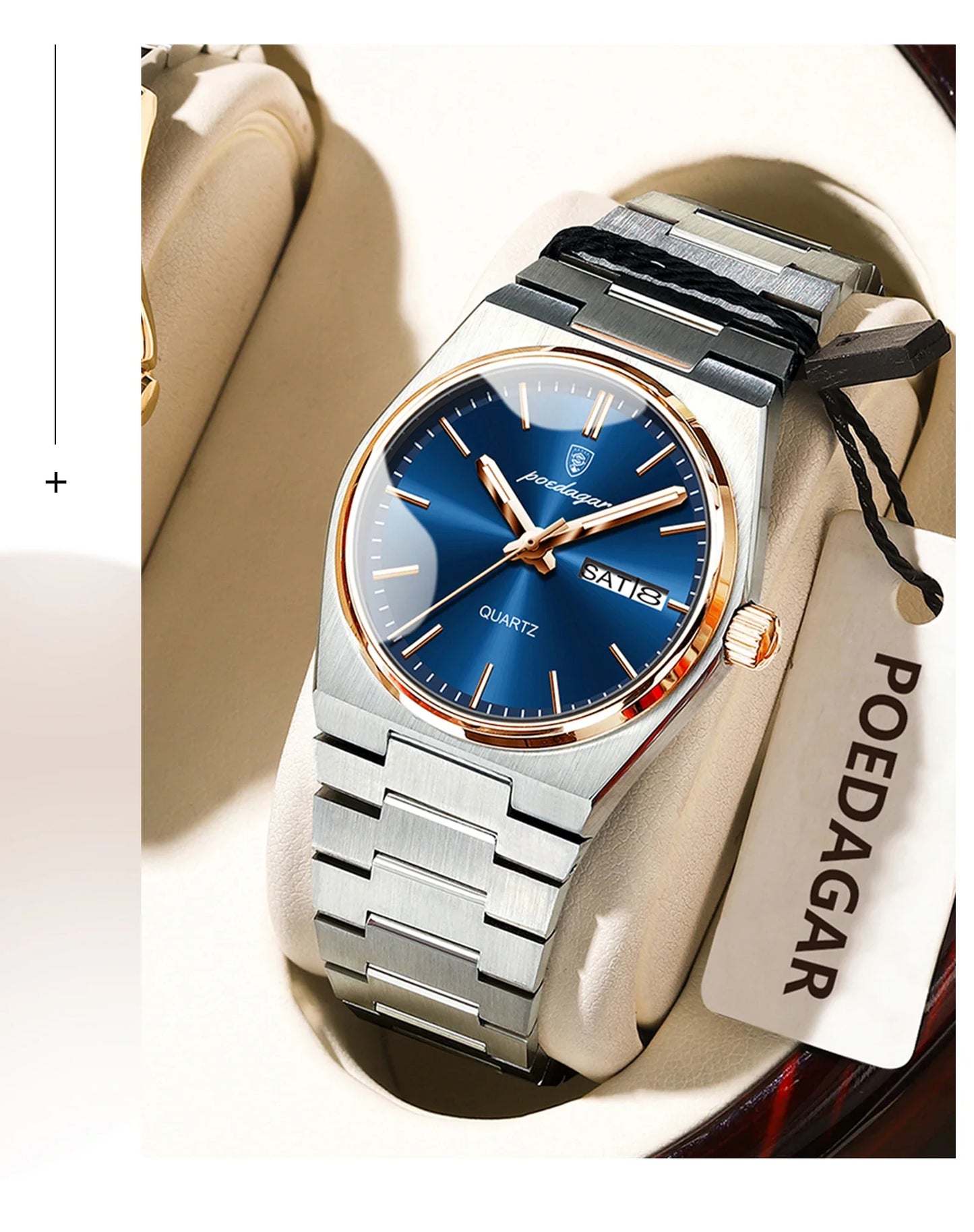POEDAGAR Orologio da donna alla moda Orologio da polso da donna di lusso luminoso impermeabile in acciaio inossidabile Data settimana Orologi al quarzo da donna Reloj