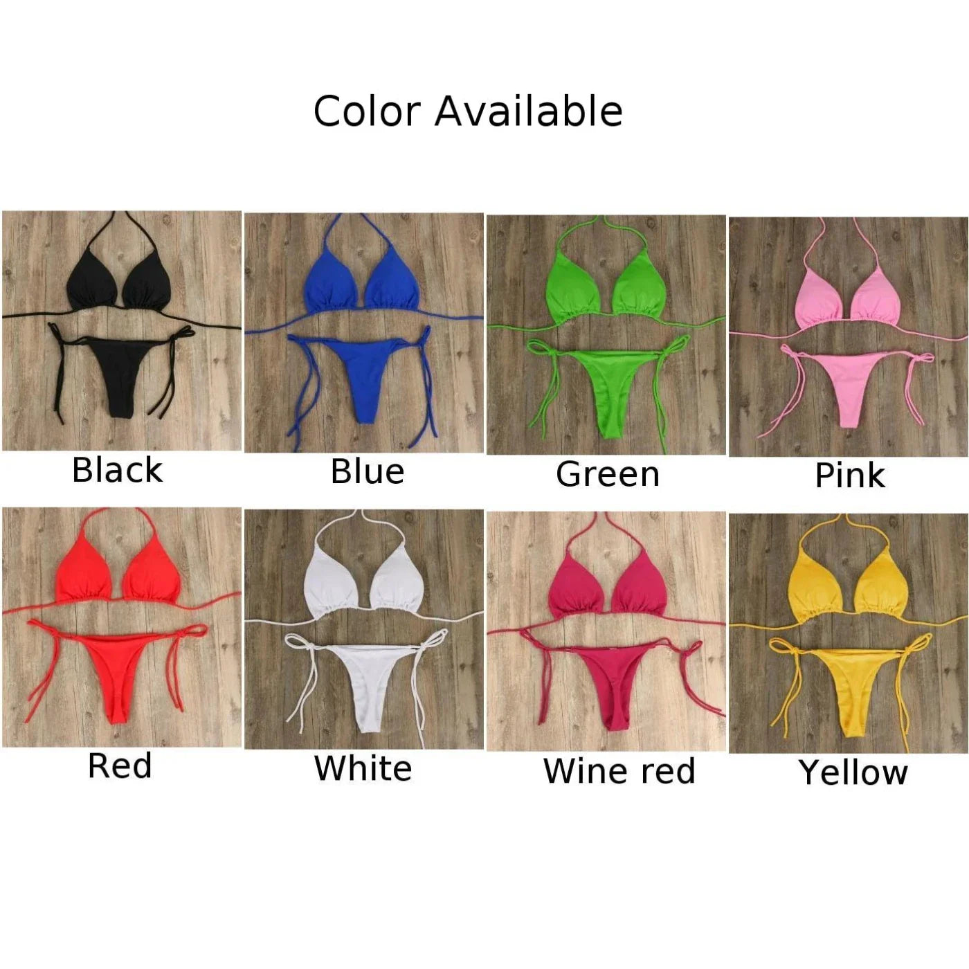 Set bikini sexy perizoma da donna Costume da bagno laterale stile fasciatura Costume da bagno brasiliano con cinturino diviso Set costume da bagno femminile solido regolabile
