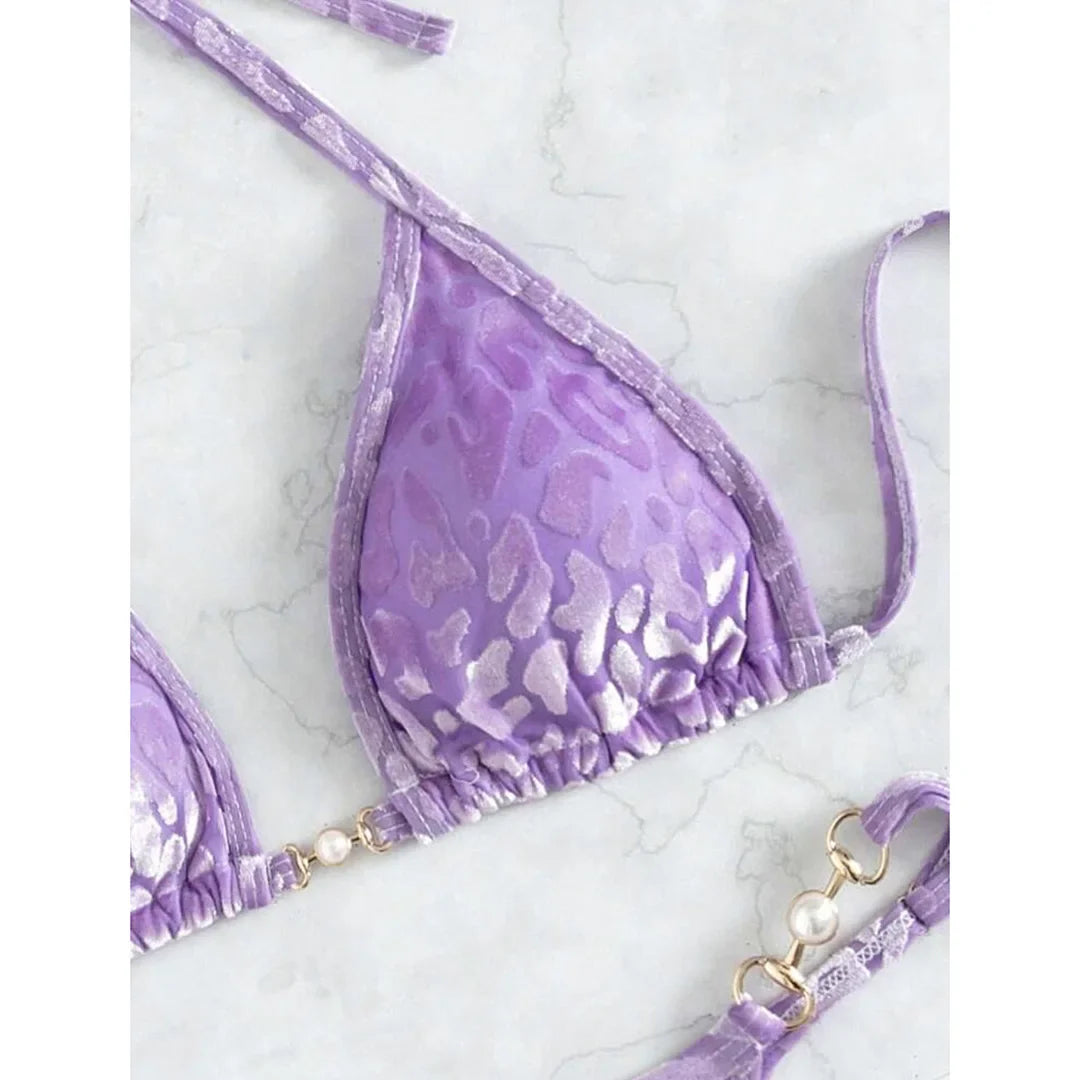 S-XL Leopard Halter Mini Micro Perizoma Bikini Donna Costumi da bagno Costume da bagno femminile Bikini a due pezzi Bagnante Costume da bagno Swim V5207