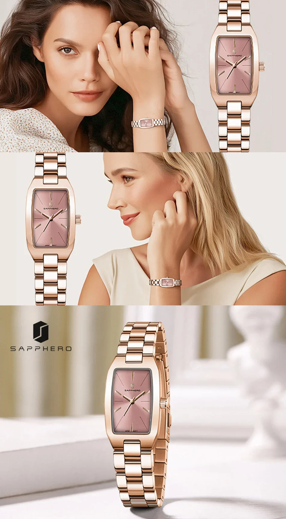 SAPPHEROLuxury Orologio da donna Cinturino in acciaio inossidabile Orologio impermeabile Quadrante ultrasottile Orologio da donna semplice alla moda Orologio accurato