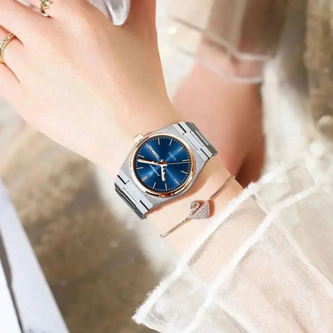 POEDAGAR Orologio da donna alla moda Orologio da polso da donna di lusso luminoso impermeabile in acciaio inossidabile Data settimana Orologi al quarzo da donna Reloj