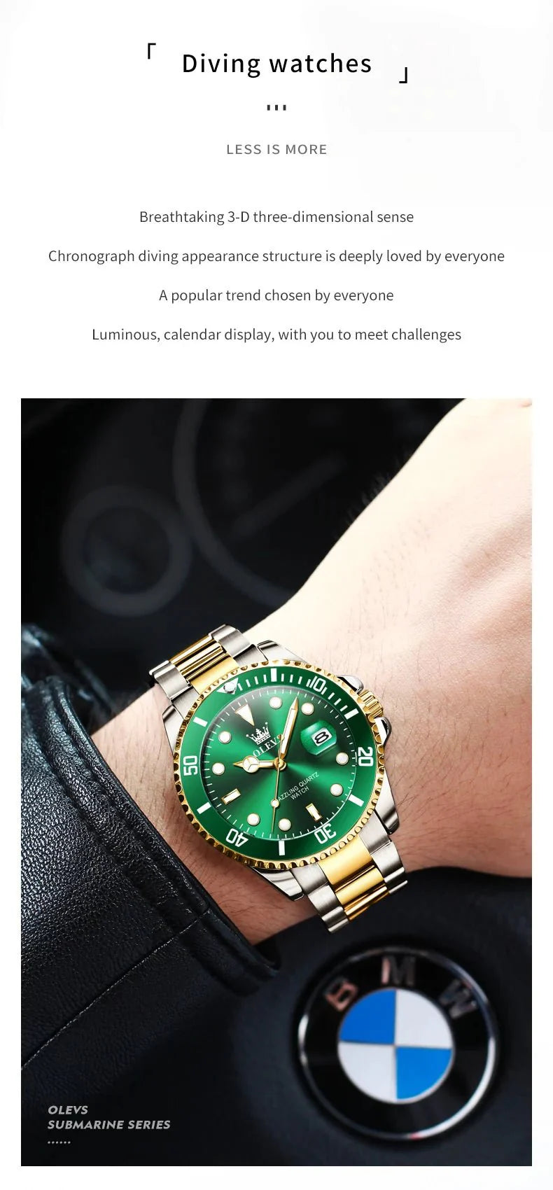 OLEVS 5885 Orologio da uomo Orologio al quarzo impermeabile di marca originale Cinturino in acciaio inossidabile Data automatica Orologi da regalo da uomo per uomo