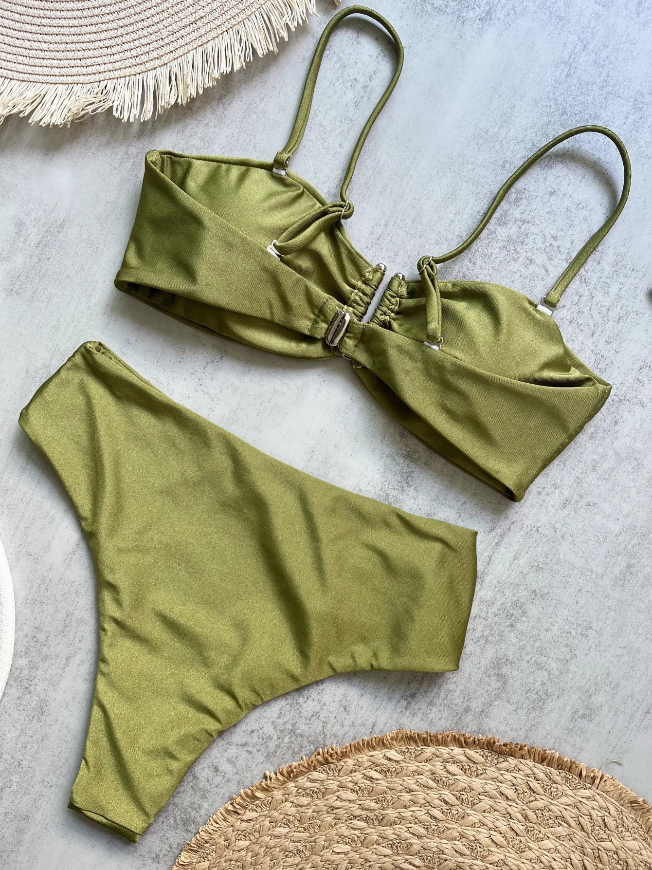Bikini a Fascia Push-Up Donna 2024, Costume da Bagno Sexy Femminile, Set Bikini Brasiliano con Perizoma, Tinta Unita, Abbigliamento da Spiaggia