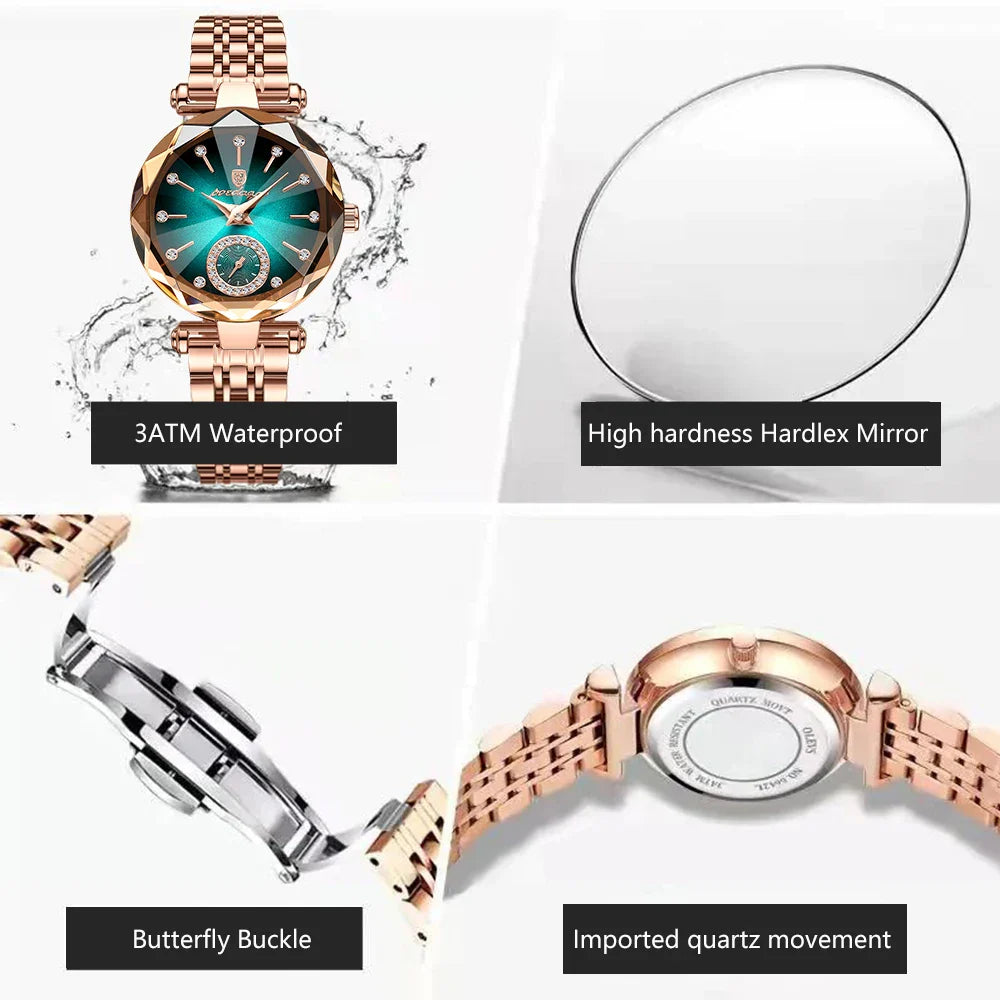 POEDAGAR Orologi al quarzo da donna eleganti di lusso Orologio impermeabile in acciaio inossidabile per donna Orologio da polso da donna alla moda casual reloj