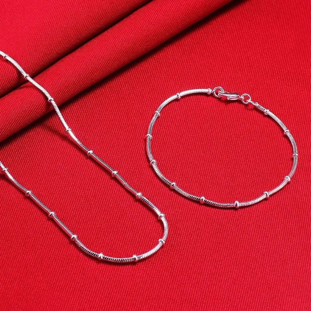 Set Collana e Bracciale con Catena a Serpente in Argento Sterling 925, Gioielli alla Moda per Uomo e Donna, Regalo