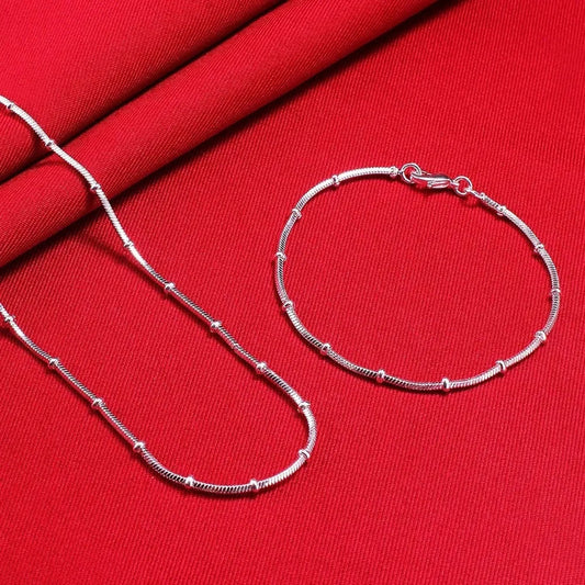 Set Collana e Bracciale con Catena a Serpente in Argento Sterling 925, Gioielli alla Moda per Uomo e Donna, Regalo