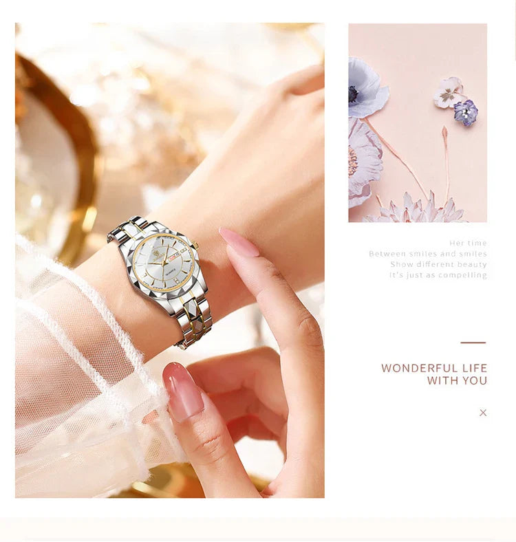 BINBONG Orologi da donna Orologio al quarzo da donna di moda di lusso Orologio da polso in acciaio inossidabile con data luminosa impermeabile Regalo per gli amanti della fidanzata
