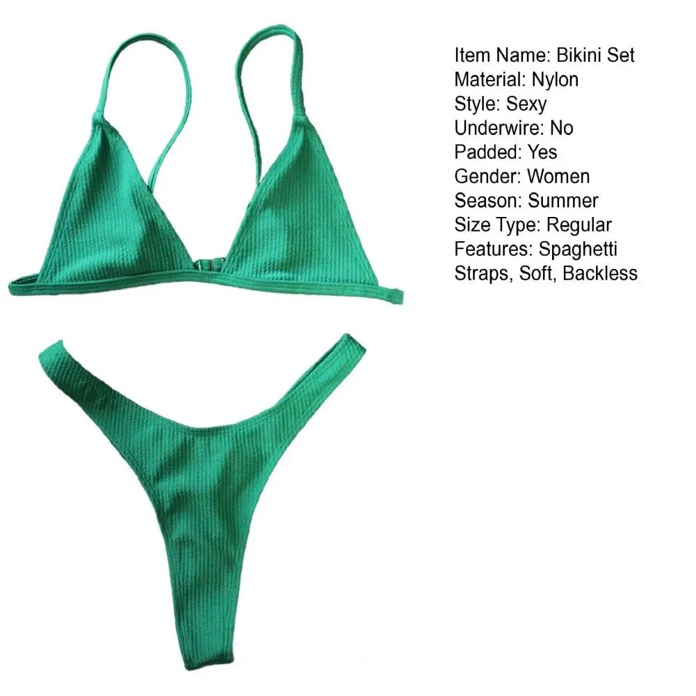 2 pezzi/set bikini da donna sexy set costumi da bagno da donna con cinturino per spaghetti senza fili ad asciugatura rapida