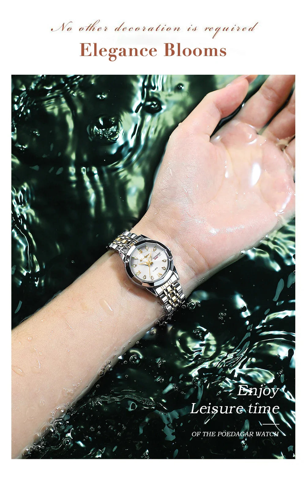 POEDAGAR orologi da donna di marca di lusso impermeabile luminoso data settimana orologio al quarzo per donna orologio da donna di moda in acciaio inossidabile