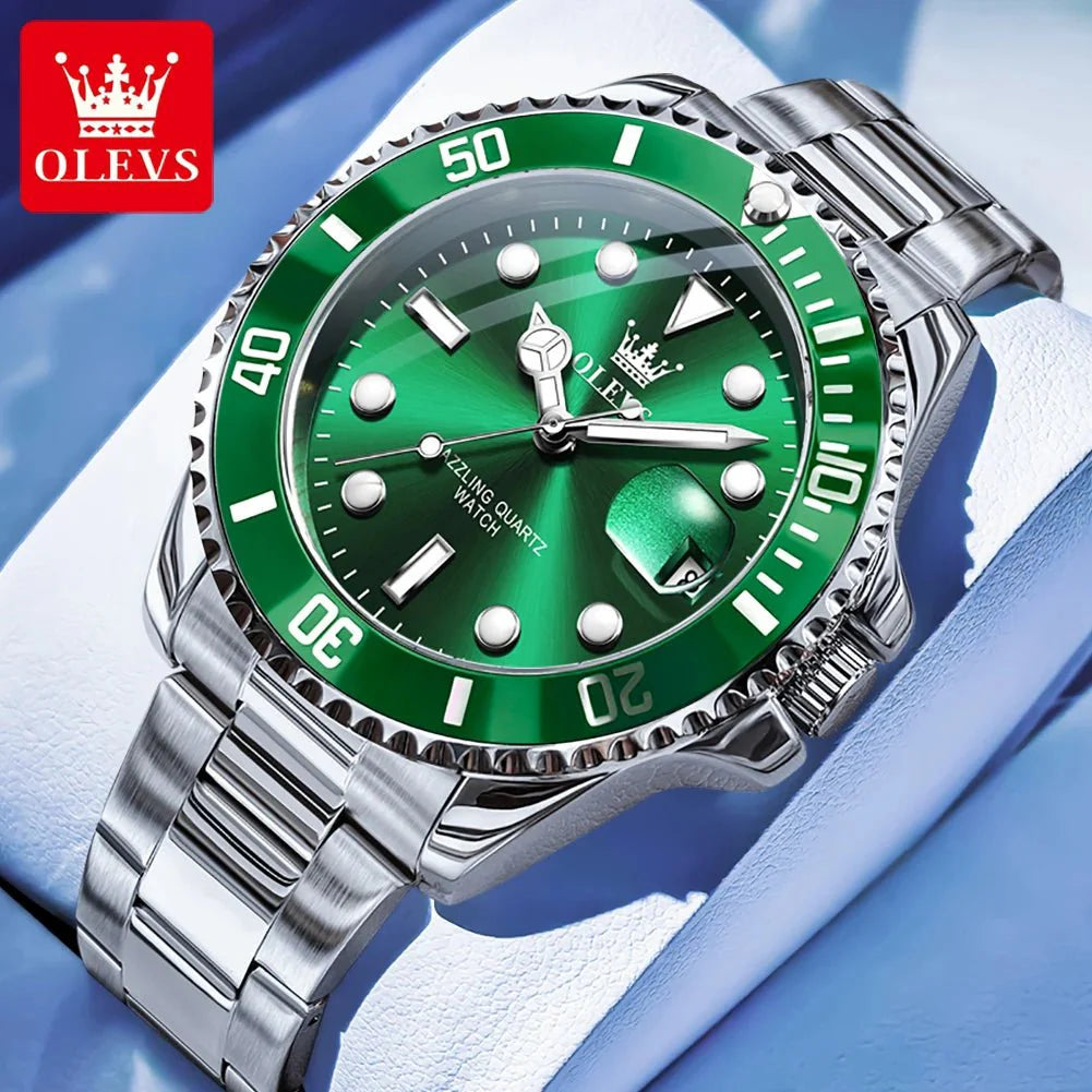 OLEVS 5885 Orologio da uomo Orologio al quarzo impermeabile di marca originale Cinturino in acciaio inossidabile Data automatica Orologi da regalo da uomo per uomo