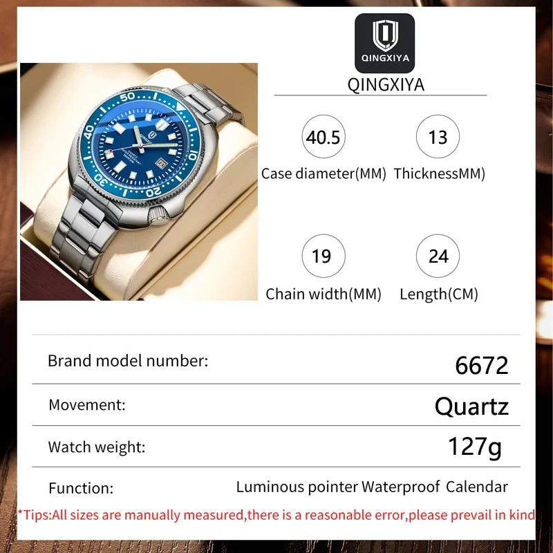 QINGXIYA Orologi al quarzo da uomo di lusso delle migliori marche Cinturino in acciaio inossidabile di alta qualità Orologio sportivo di moda con data luminosa impermeabile