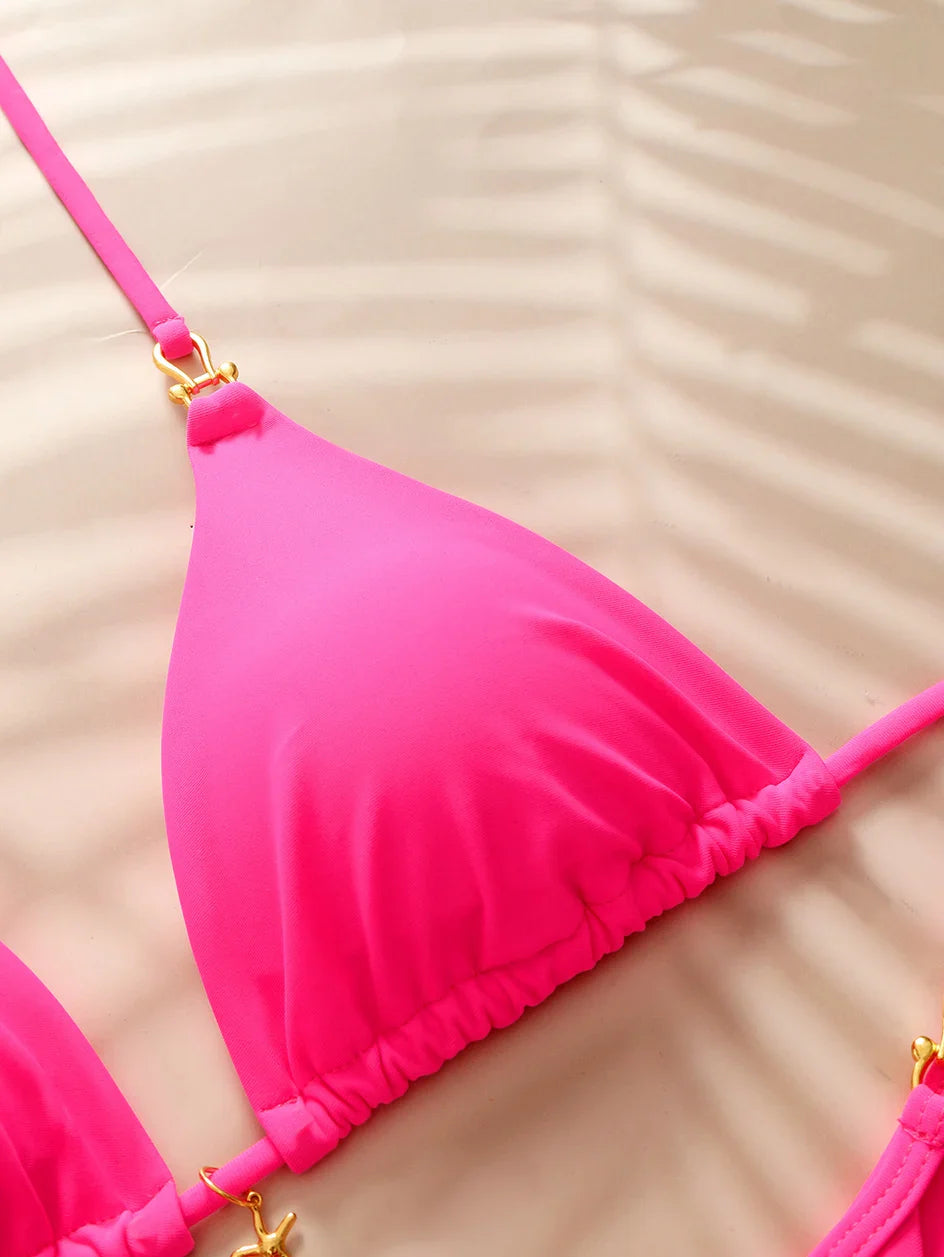 Micro Bikini Triangolare Sexy 2026, Costume da Bagno da Donna, Abbigliamento da Spiaggia, Set Bikini a Due Pezzi con Perizoma Estivo