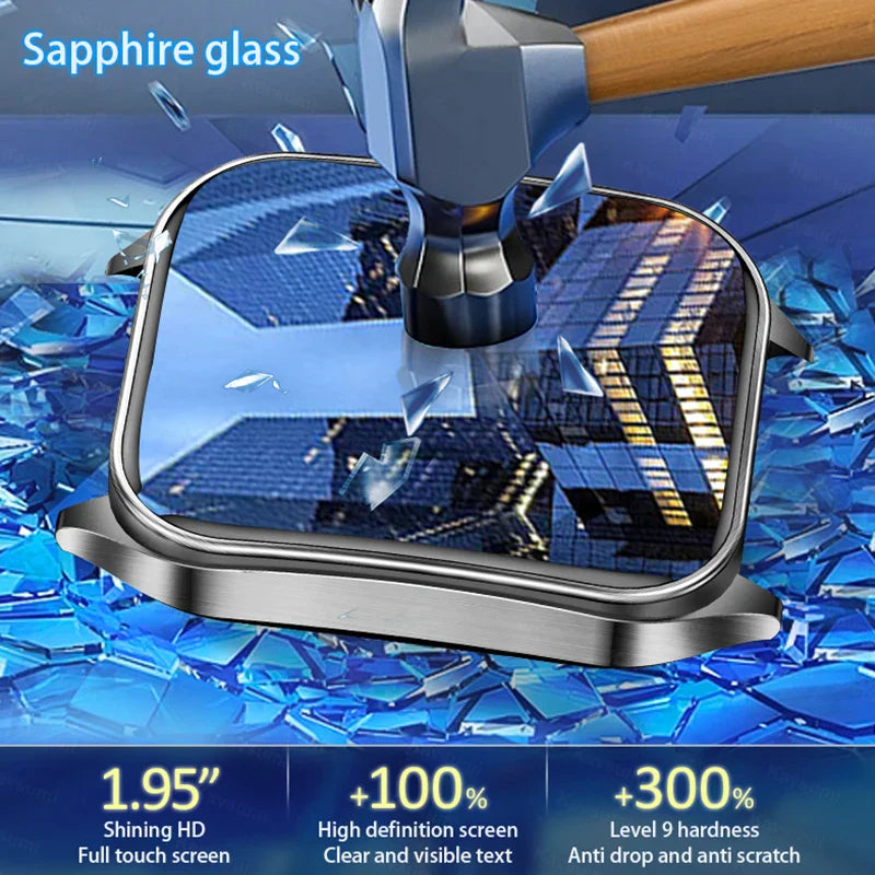 2025 Trattamento laser Tre Smartwatch alti 1.95 "Schermo curvo in zaffiro ECG + PPG Grasso nel sangue Acido urico Diagnosi salute Smartwatch