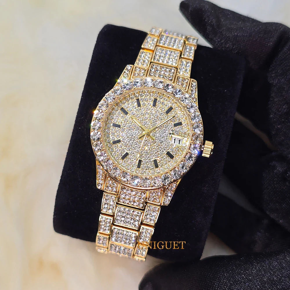 Orologio da Donna Elegante con Quadrante Piccolo Rosa, Orologio da Polso Mini con Diamanti Bling-Bling di Lusso per Abiti da Sera, Regalo per Lei