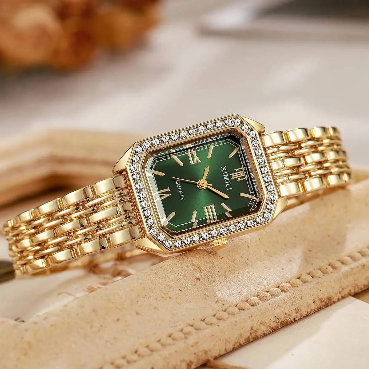 Orologi da donna rettangolari alla moda Orologio da donna al quarzo con strass Orologio da polso con cinturino Reloj Mujer (senza scatola)