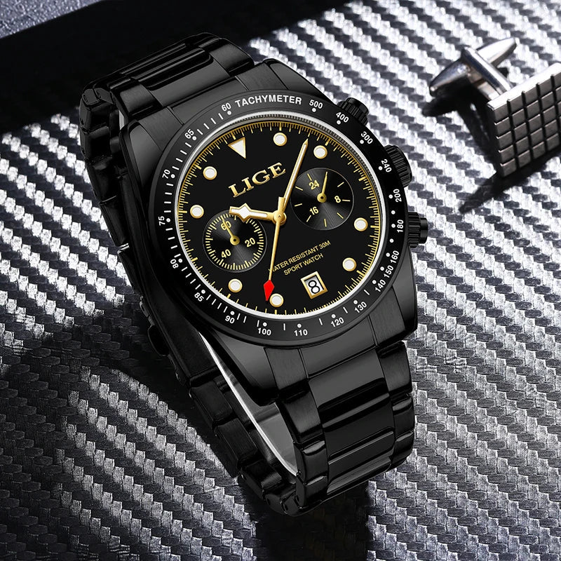 LIGE Nuovi orologi da uomo Orologi da polso al quarzo da uomo di lusso delle migliori marche Cronografo sportivo impermeabile e luminoso Relogio Masculino+BOX