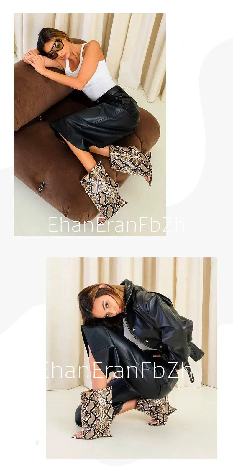 2025Ladies' Spring and Summer New Fish Mouth Slope High Heel Knee Boots, Fashionable Pointed Fashion Show Medium Cool Boots