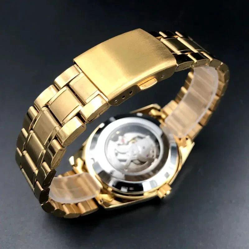 Orient Double Lion Classic Watch Series Orologio da uomo con cinturino in acciaio inossidabile Tourbillon meccanico automatico multifunzione di lusso