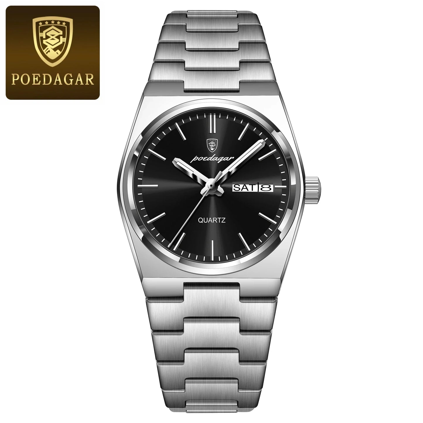 POEDAGAR Top squisito orologio da polso da donna impermeabile al quarzo luminoso orologio da donna casual data settimana orologi da donna in acciaio inossidabile