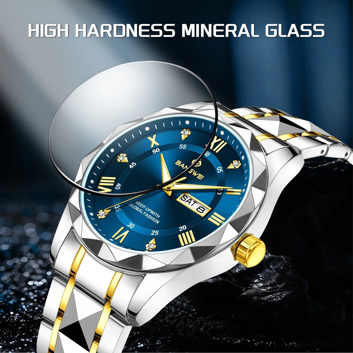 BANGWEI Orologio da donna elegante e lussuoso al quarzo, orologio da polso classico e semplice in acciaio inossidabile, con data automatica, impermeabile, con diamanti