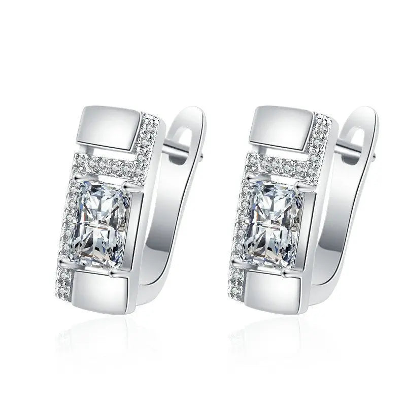 Orecchini in argento sterling 925 gioielli di alta qualità retrò modello semplice orecchini con zirconi bianchi viola vendita calda