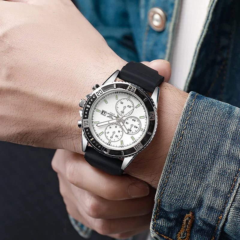 Orologi sportivi da uomo con cinturino in silicone casual Calendario di moda Orologio da polso da uomo d'affari Reloj Hombre
