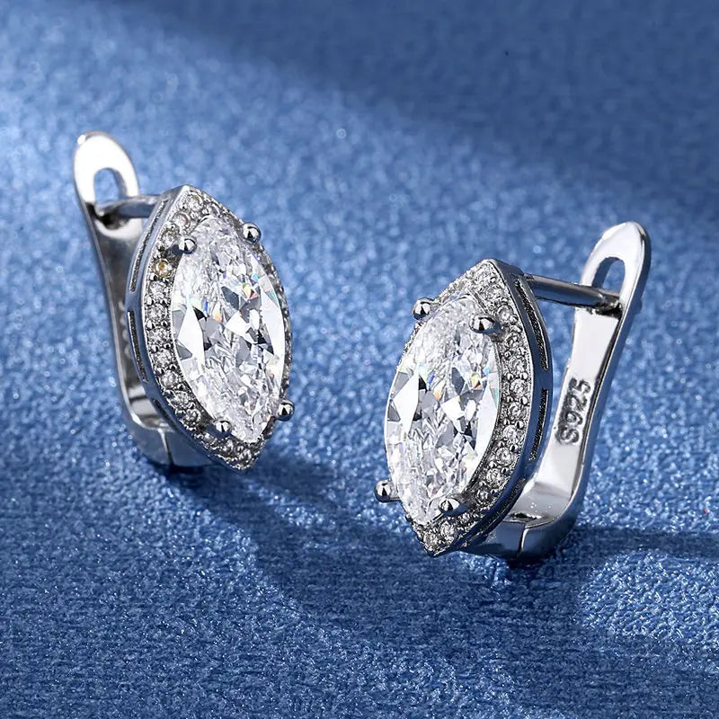 Orecchini in argento sterling 925 gioielli di alta qualità retrò modello semplice orecchini con zirconi bianchi viola vendita calda