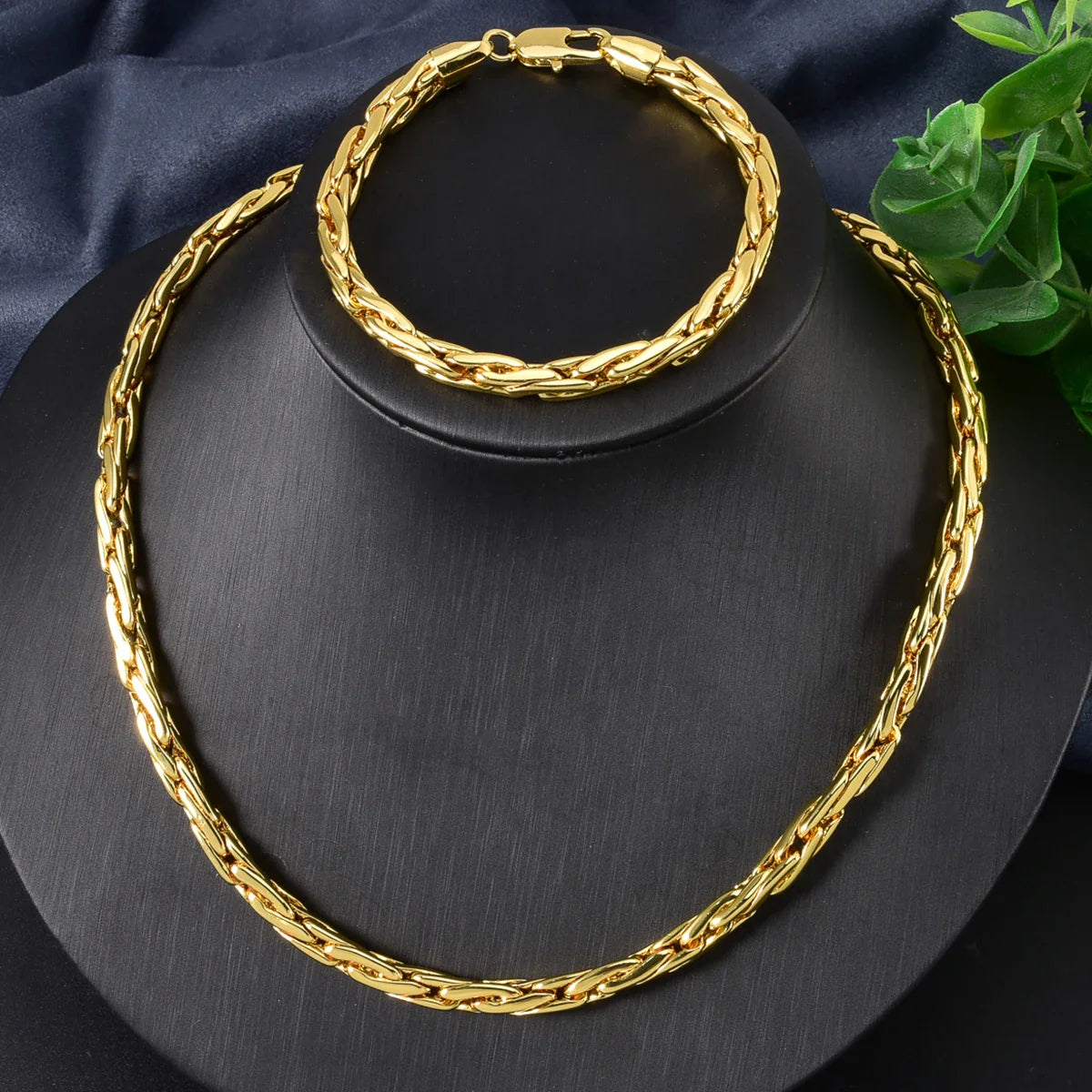 Set di bracciali con collana a catena intrecciata in rame minimalista per donna e uomo, gioielli semplici a strati, pronti, ipoallergenici
