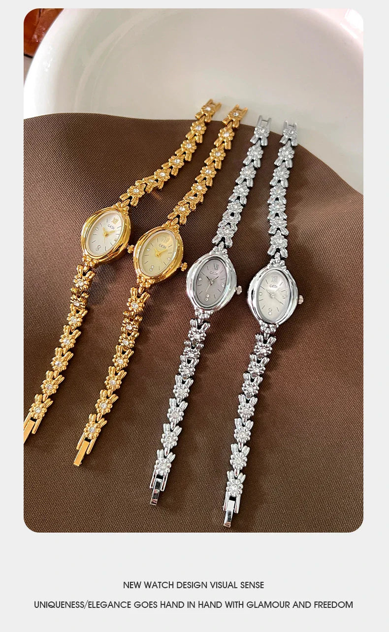 Orologio da donna Luce di lusso retrò tempestato di diamanti Bracciale di alta bellezza Orologi da donna squisiti alla moda