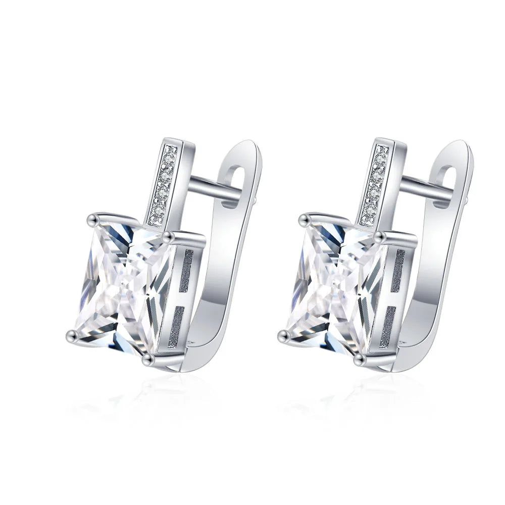 Orecchini in argento sterling 925 gioielli di alta qualità retrò modello semplice orecchini con zirconi bianchi viola vendita calda