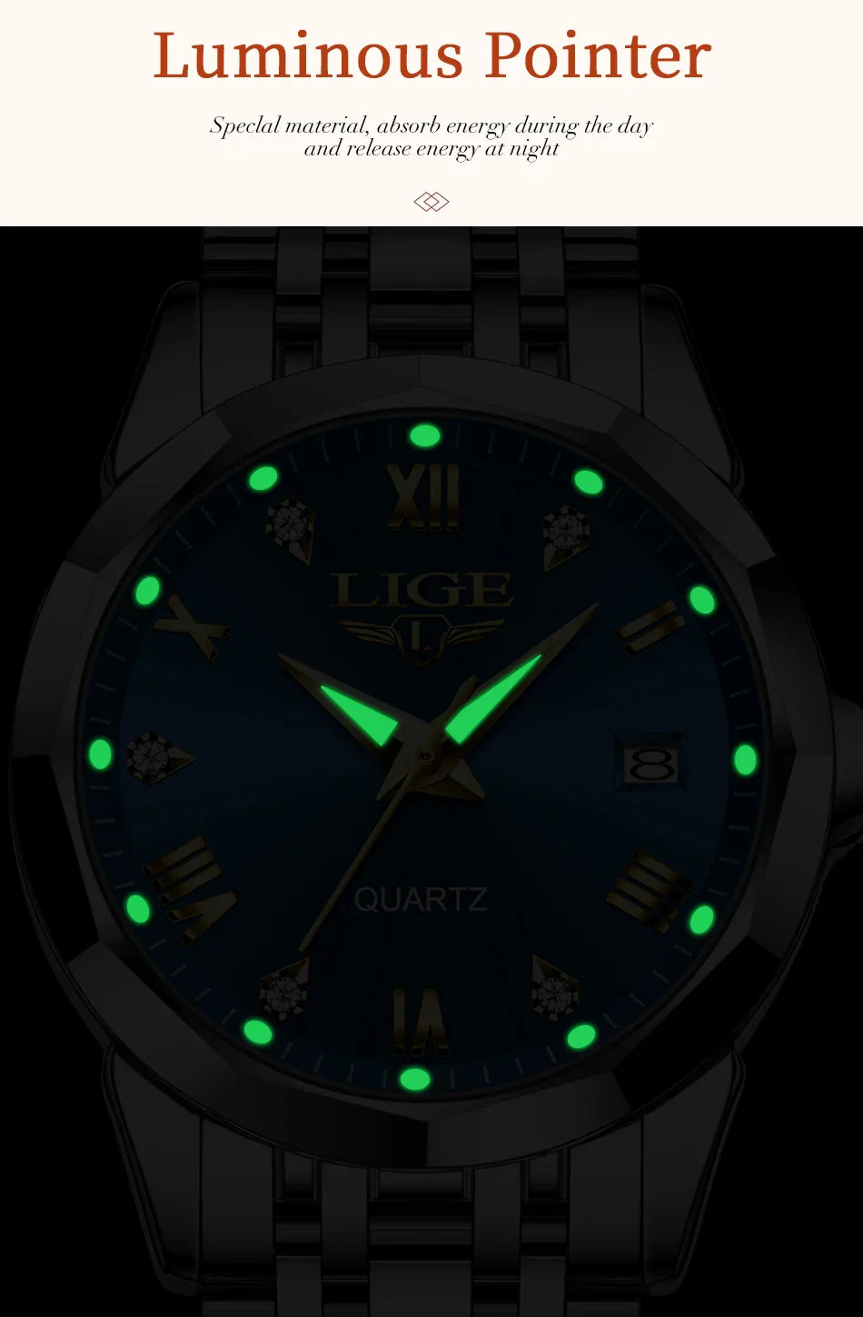 LIGE Elegante Orologio da Polso da Donna Ultrasottile in Stile Nordico Semplice con Movimento al Quarzo, Bracciale in Acciaio Inossidabile alla Moda