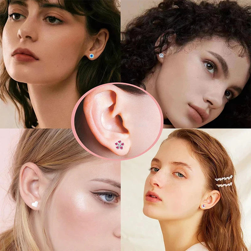 2 pz/set In Acciaio Inox Cuore Luna Earbone Della Vite Della Vite Della Sfera Orecchini con perno per Le Donne di Modo Dell'orecchio Trago Cartilagine Body Piercing