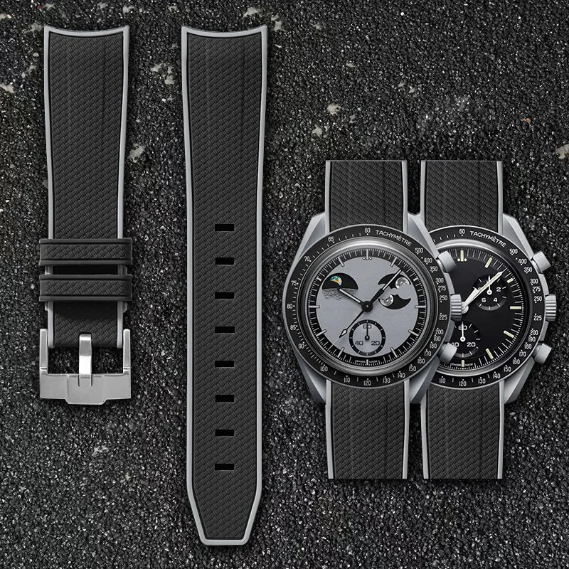 Per Omega Swatch 20mm Curva cinturino per orologio Speedmaster MoonSwatch Planet Snoopy cinturino cinturino a sgancio rapido braccialetto in gomma