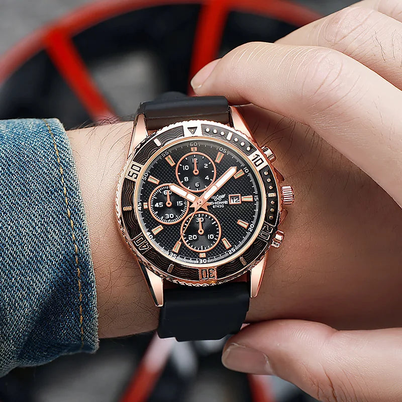 Orologi sportivi da uomo con cinturino in silicone casual Calendario di moda Orologio da polso da uomo d'affari Reloj Hombre