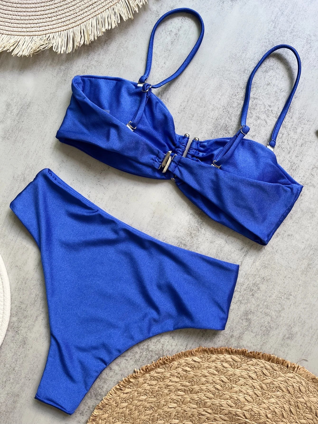 Bikini a Fascia Push-Up Donna 2024, Costume da Bagno Sexy Femminile, Set Bikini Brasiliano con Perizoma, Tinta Unita, Abbigliamento da Spiaggia
